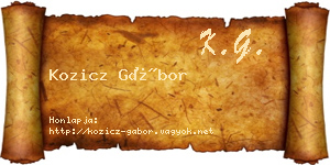 Kozicz Gábor névjegykártya